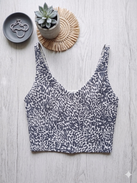 aerie Other - aerie Gray & White Animal Print V-Neck Sports Bra